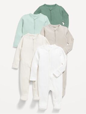 Old Navy 2-Way-Zip Sleep & Play Footed One-Piece 5-Pack for Baby 0-3M
